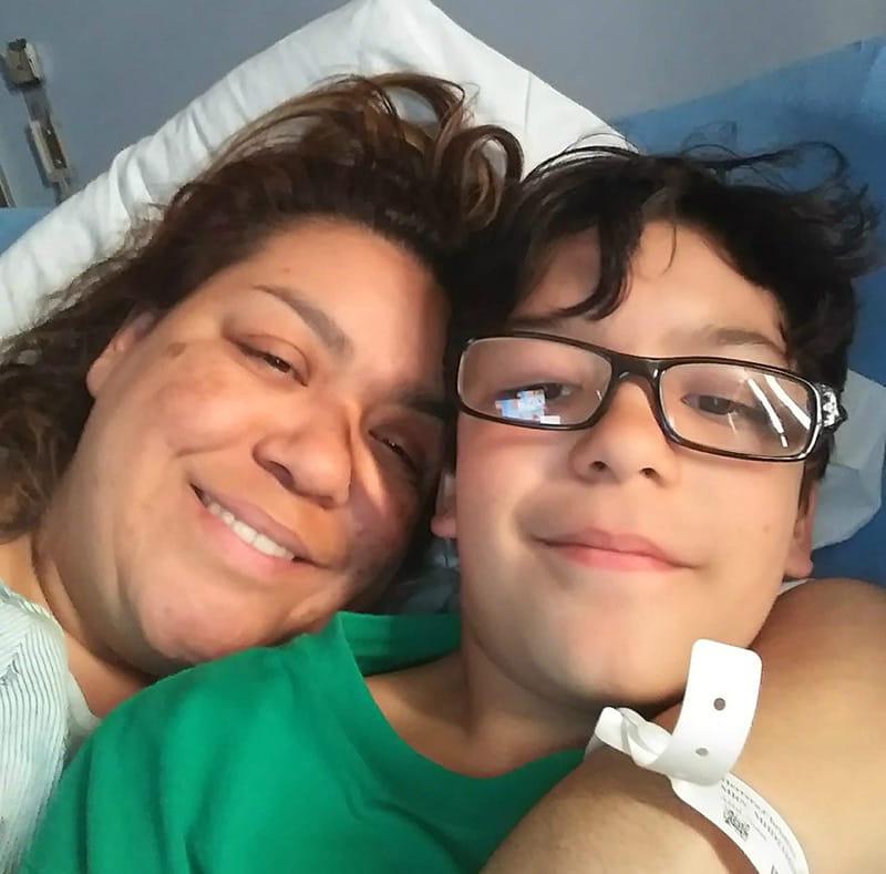 Christina Herrera hugs her son Diego before undergoing a triple bypass. (Photo courtesy of Christina Herrera)